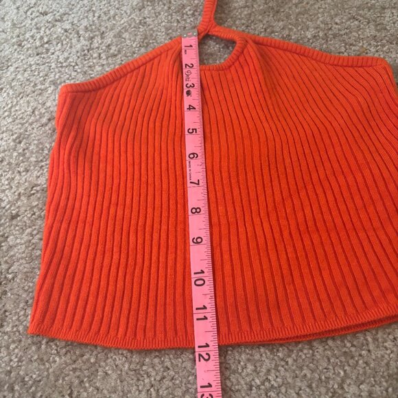 Urban Outfitters Orange Ribbed Sweater Keyhole Halter Crop Top Size Med #130 - Picture 3 of 5